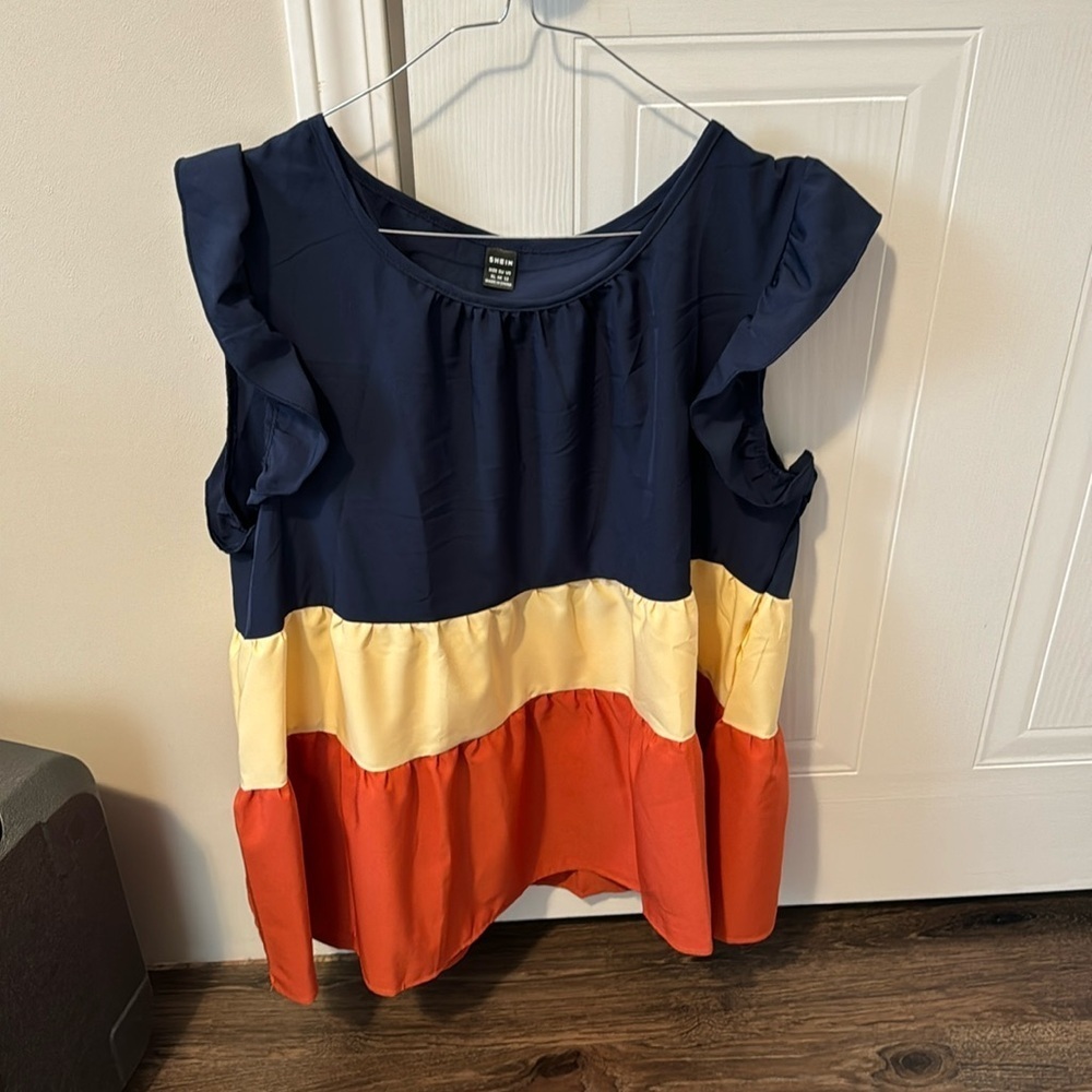 New condition SHEIN Color Block Red White and Blue Peplum top